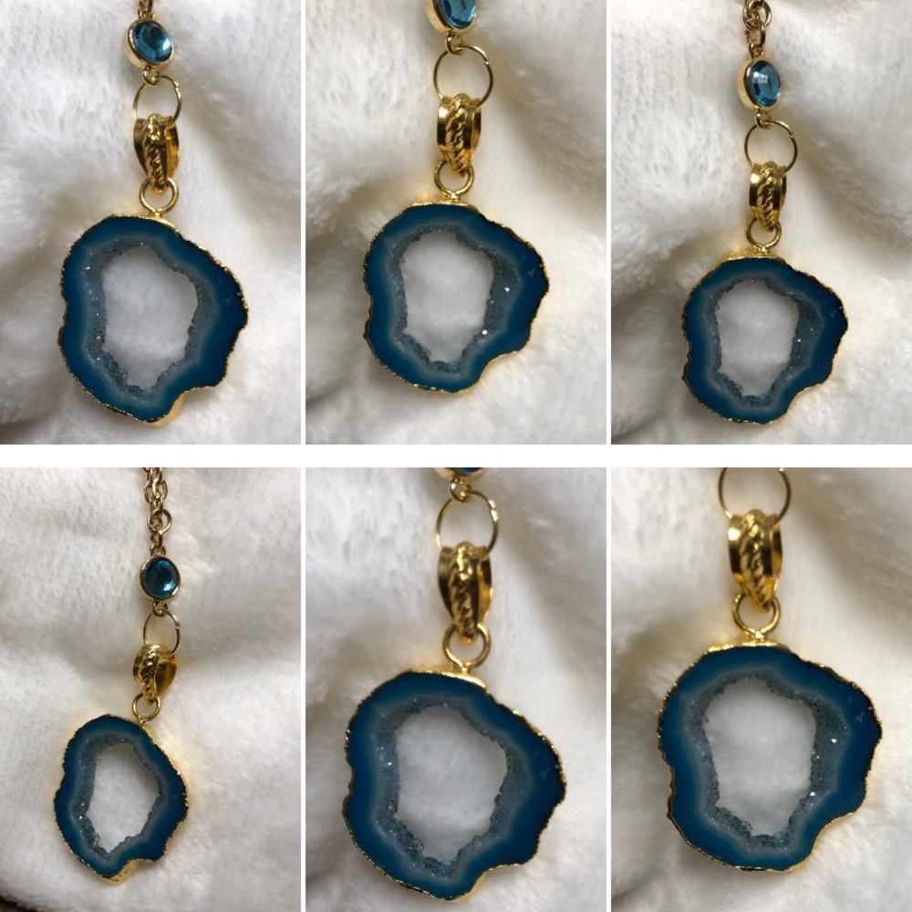 Layered Agate Druzy Necklace – Turquoise WDH10064 - Picture 5 of 8